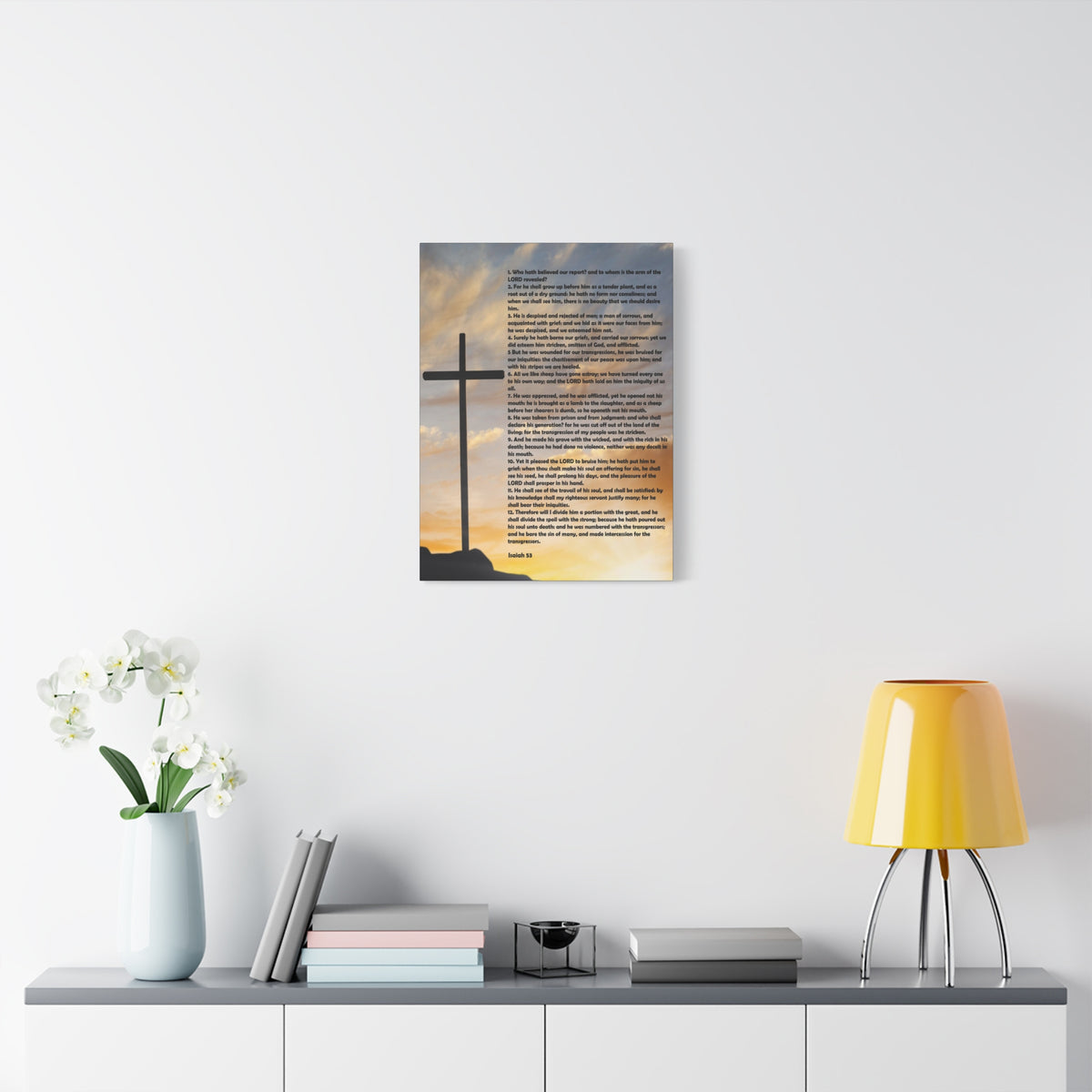 Scripture Canvas Despised and Rejected Isaiah 53 Christian Wall Art Bible Verse Print Ready to Hang