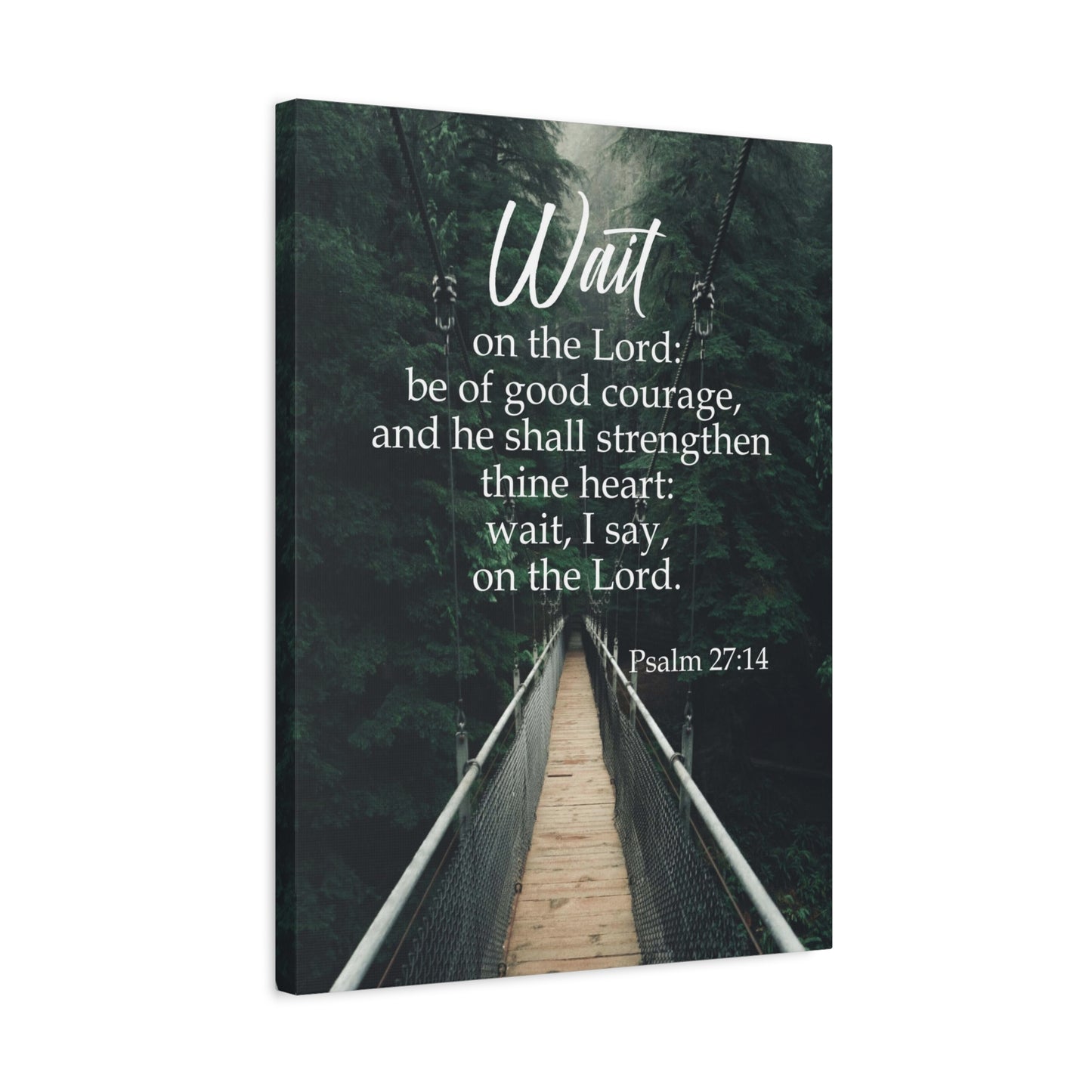 Bible Verse Canvas Wait on the Lord Psalm 27:14 Wall Art Christian Home Decor