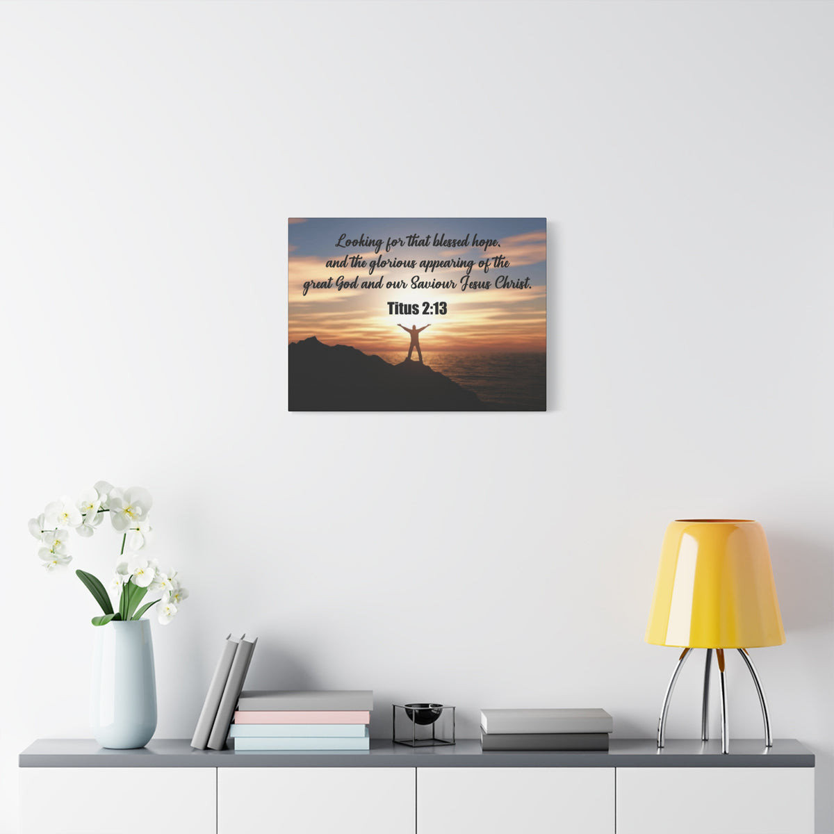 Scripture Canvas Glorious Appearing Titus 2:13 Christian Wall Art Bible Verse Print Ready to Hang