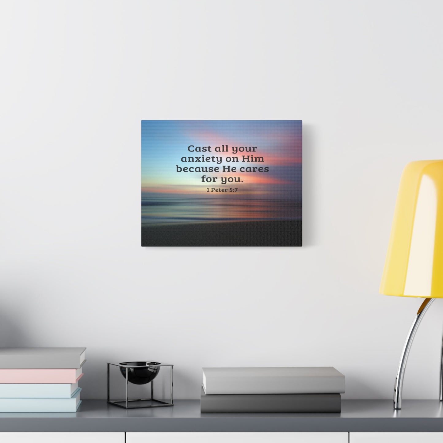 Scripture Walls He Cares For You 1 Peter 5:7 Bible Verse Canvas Christian Wall Art Ready to Hang