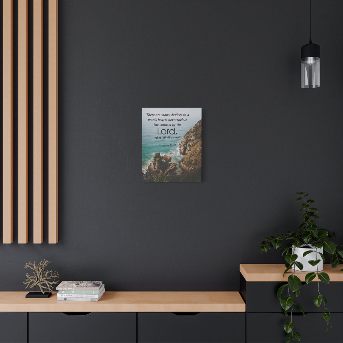 Scripture Canvas The Counsel of The Lord Proverbs 19:21 Christian Wall Art Bible Verse Print Ready to Hang