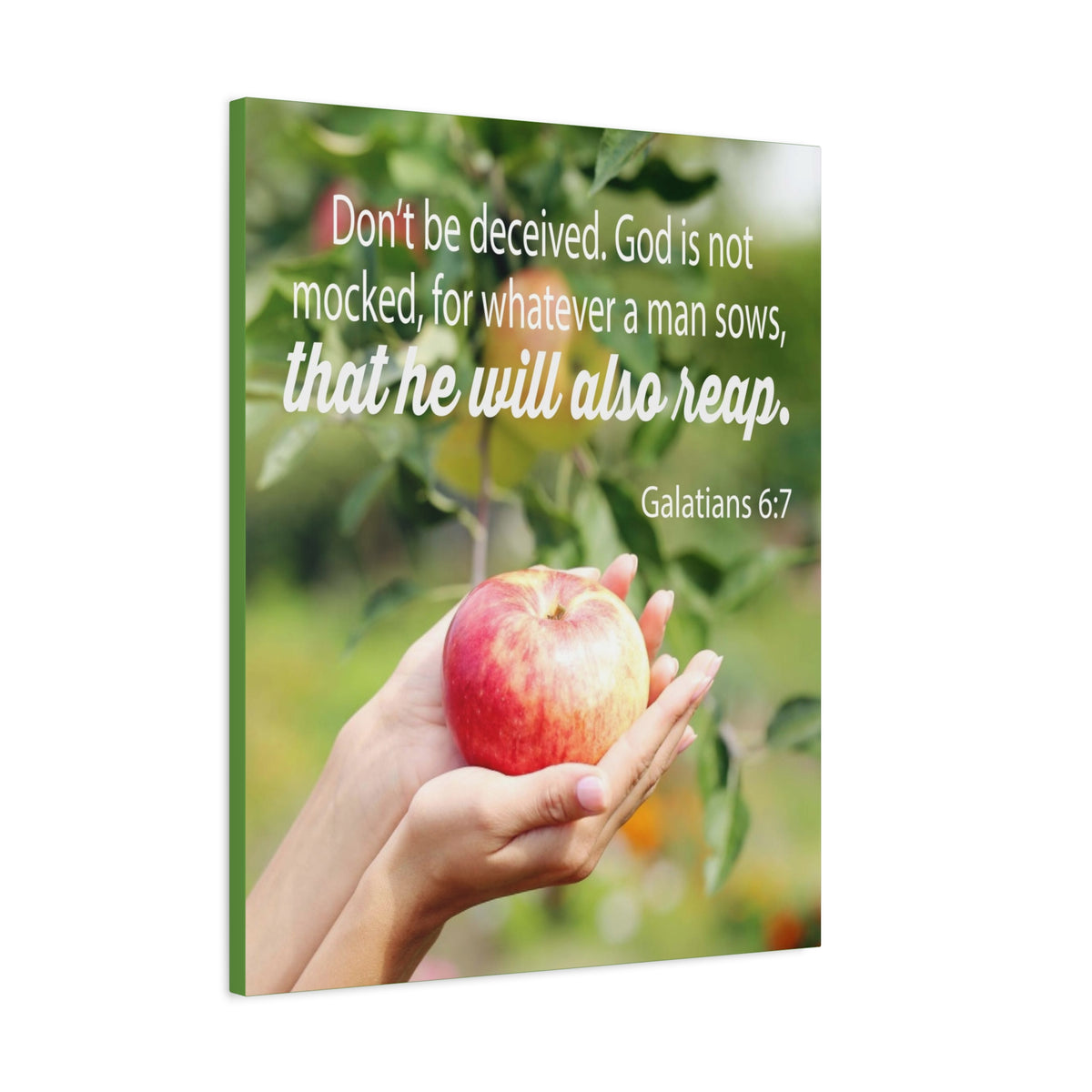 Scripture Canvas Man Reaps What He Sows Galatians 6:7 Christian Wall Art Bible Verse Print Ready to Hang