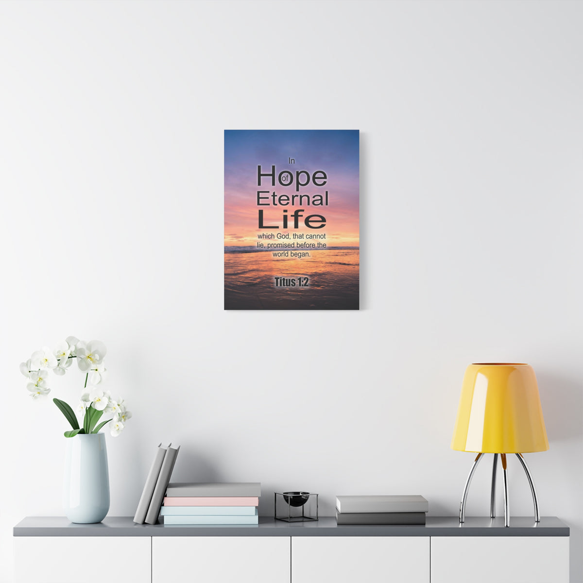 Scripture Canvas Eternal Life Titus 1:2 Christian Wall Art Bible Verse Print Ready to Hang