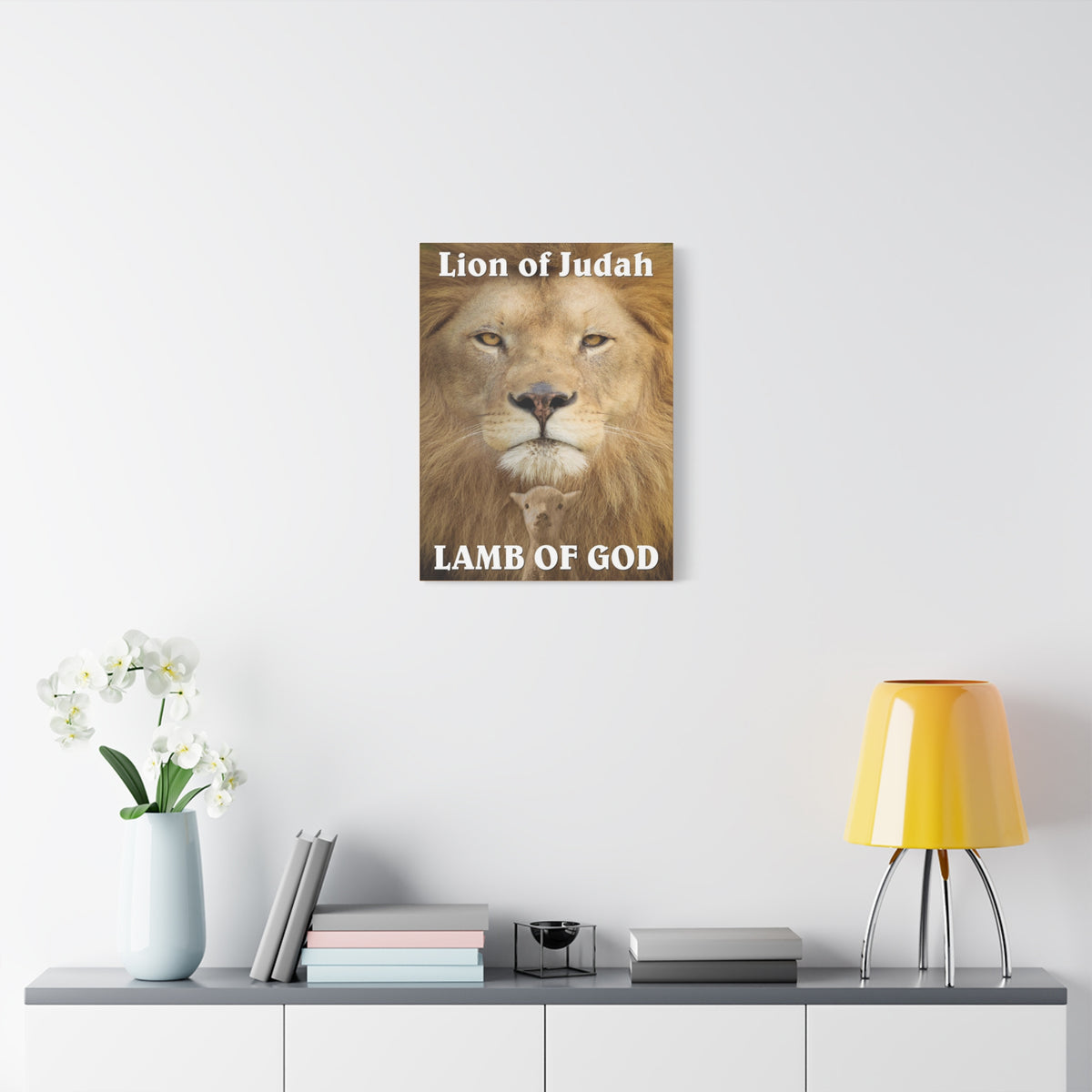 Scripture Canvas Lion of Judah Lamb of God Christian Wall Art Bible Verse Print Ready to Hang