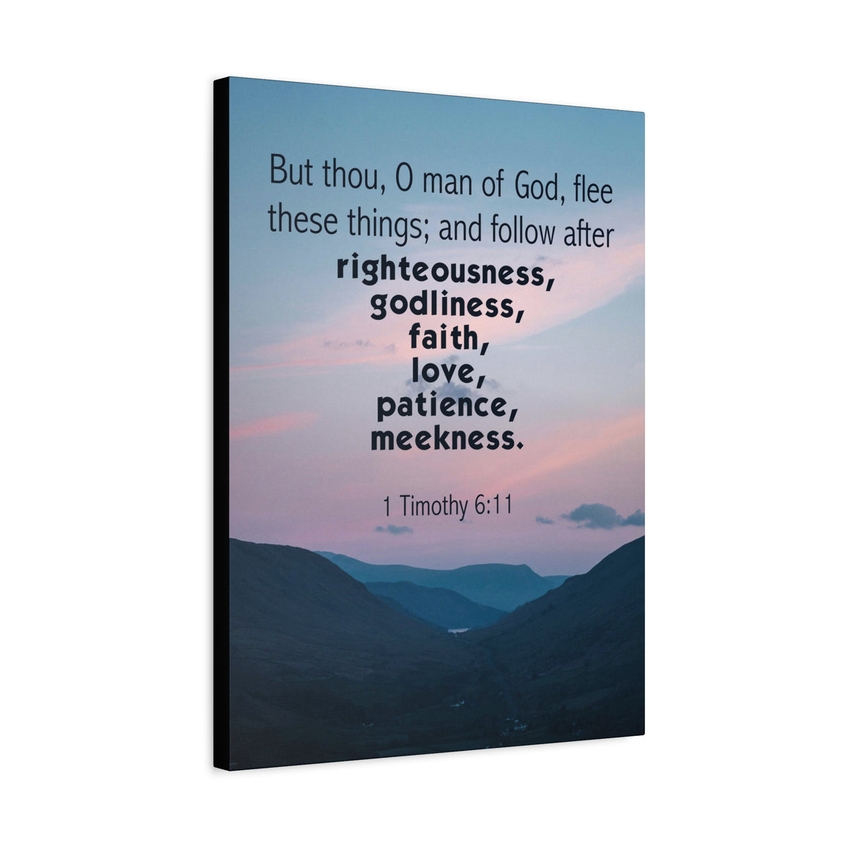 Scripture Canvas O Man of God 1 Timothy 6:11 Christian Wall Art Bible Verse Print Ready to Hang