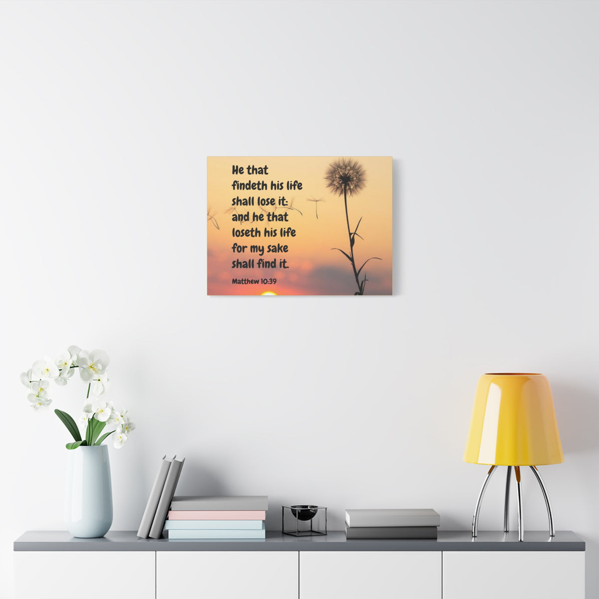 Scripture Canvas Life Matthew 10:39 Christian Wall Art Bible Verse Print Ready to Hang