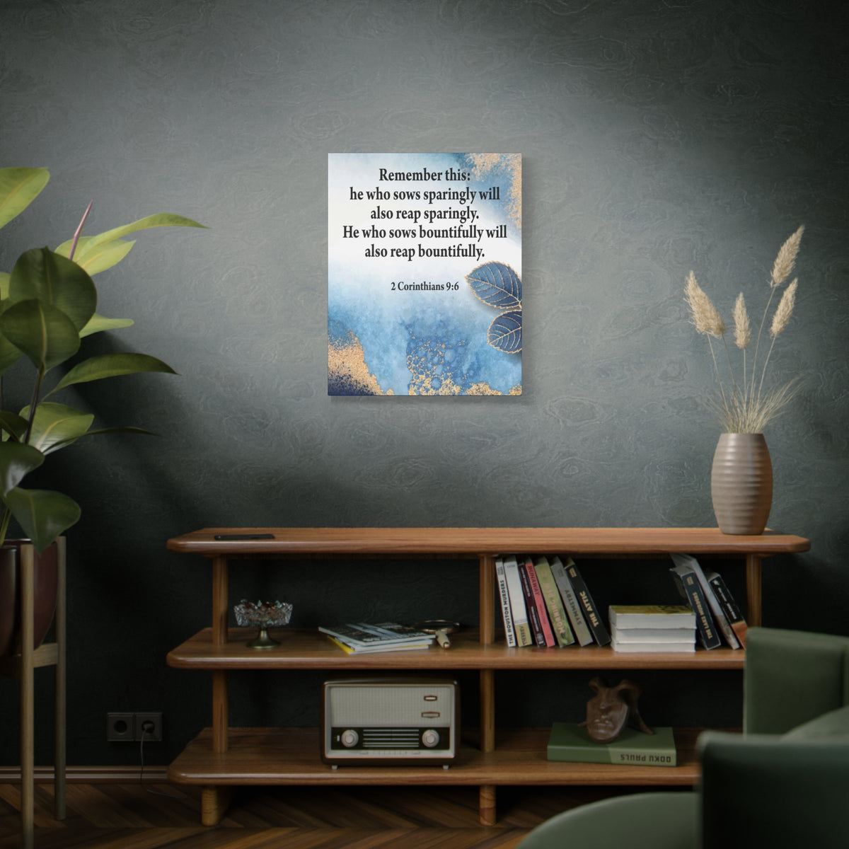 Scripture Canvas Reap What You Sow 2 Corinthians 9:6 Christian Wall Art Bible Verse Print Ready to Hang