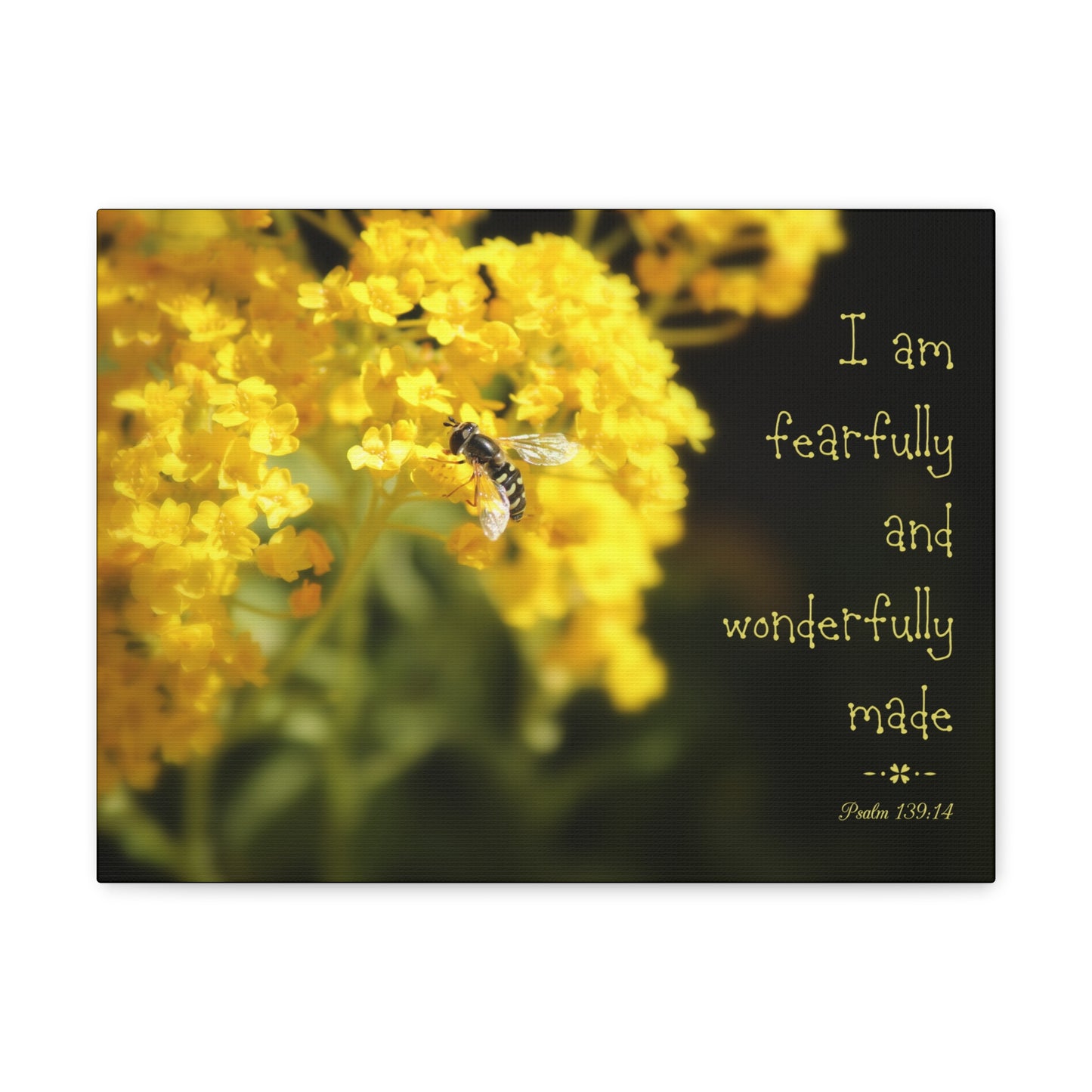 Wonderfully Made Psalm 139:14 Bee Bible Verse Canvas Christian Wall Art Ready to Hang