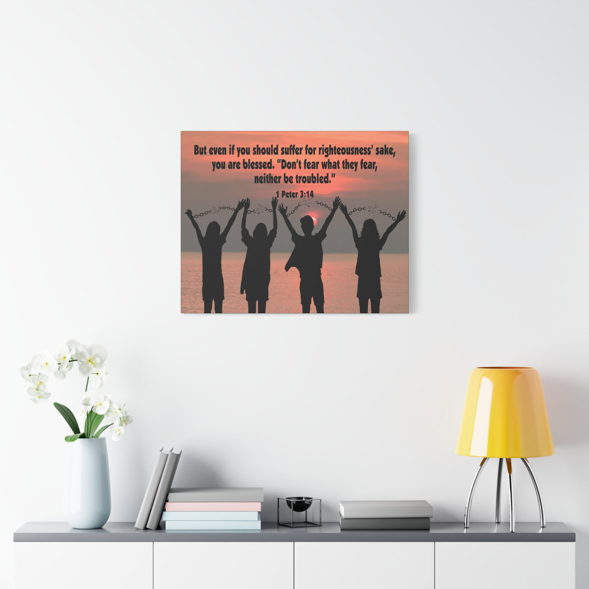 Scripture Canvas Don't Fear What They Fear 1 Peter 3:14 Christian Wall Art Bible Verse Print Ready to Hang
