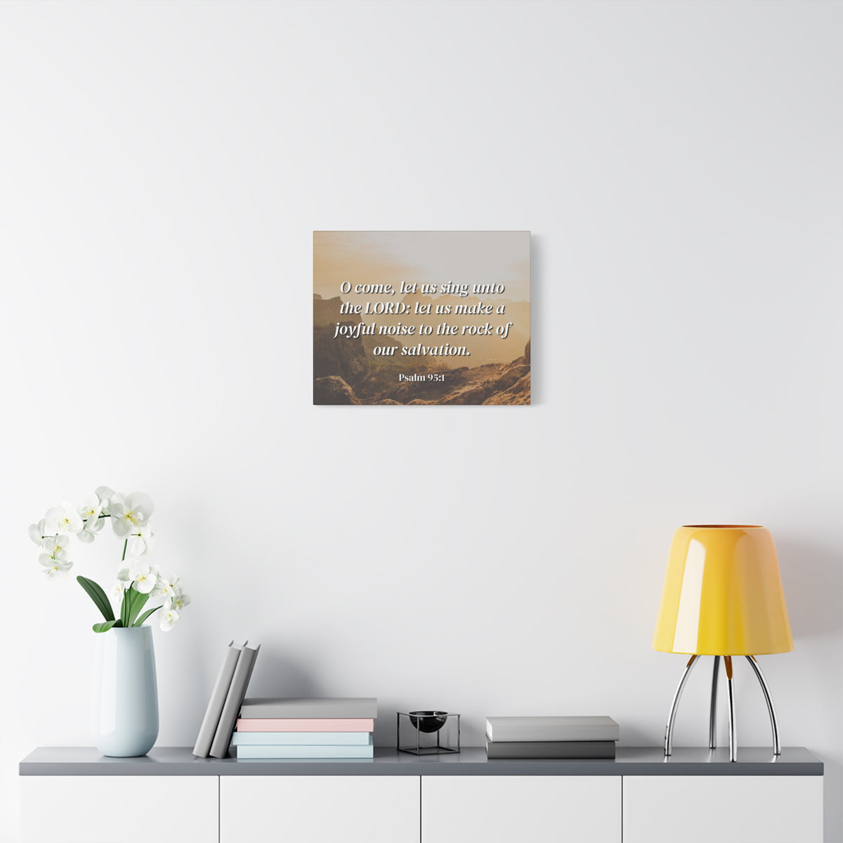 Scripture Canvas Our Salvation Psalm 95:1 Christian Wall Art Bible Verse Print Ready to Hang