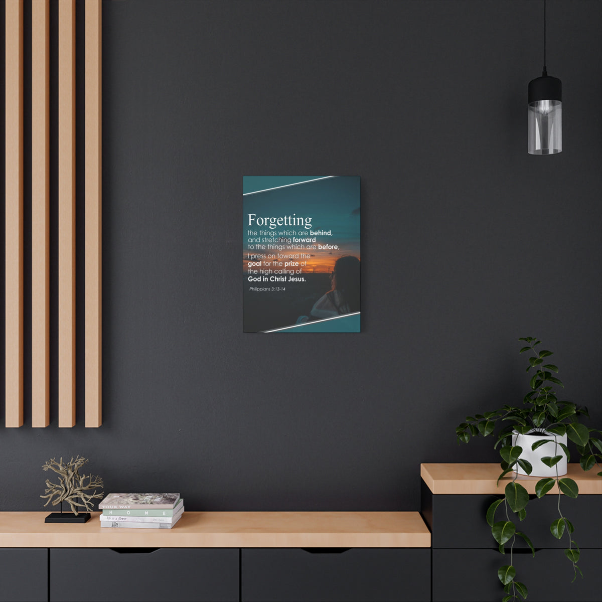 Scripture Canvas Press On Philippians 3:13-14 Christian Wall Art Bible Verse Print Ready to Hang