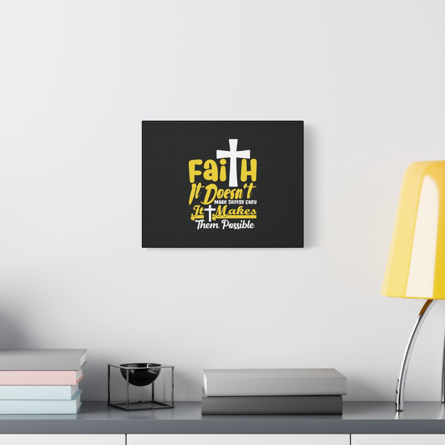 Scripture Canvas Faith Yellow Luke 1:37 Christian Wall Art Bible Verse Print Ready to Hang