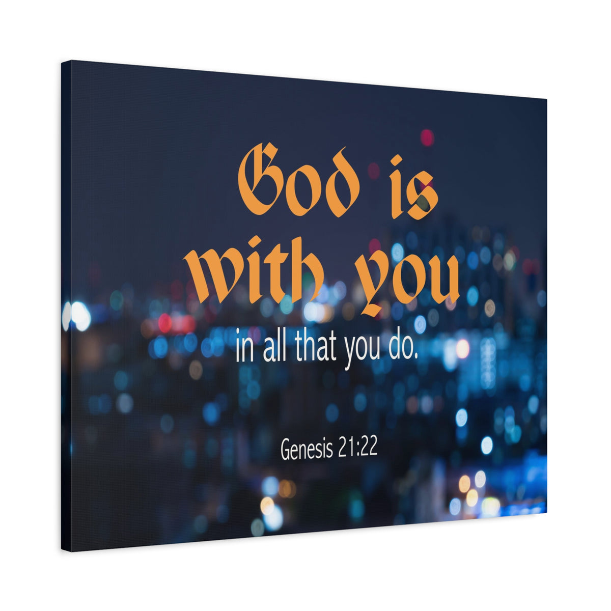 Scripture Canvas God is With You Genesis 21:22 Christian Wall Art Bible Verse Print Ready to Hang