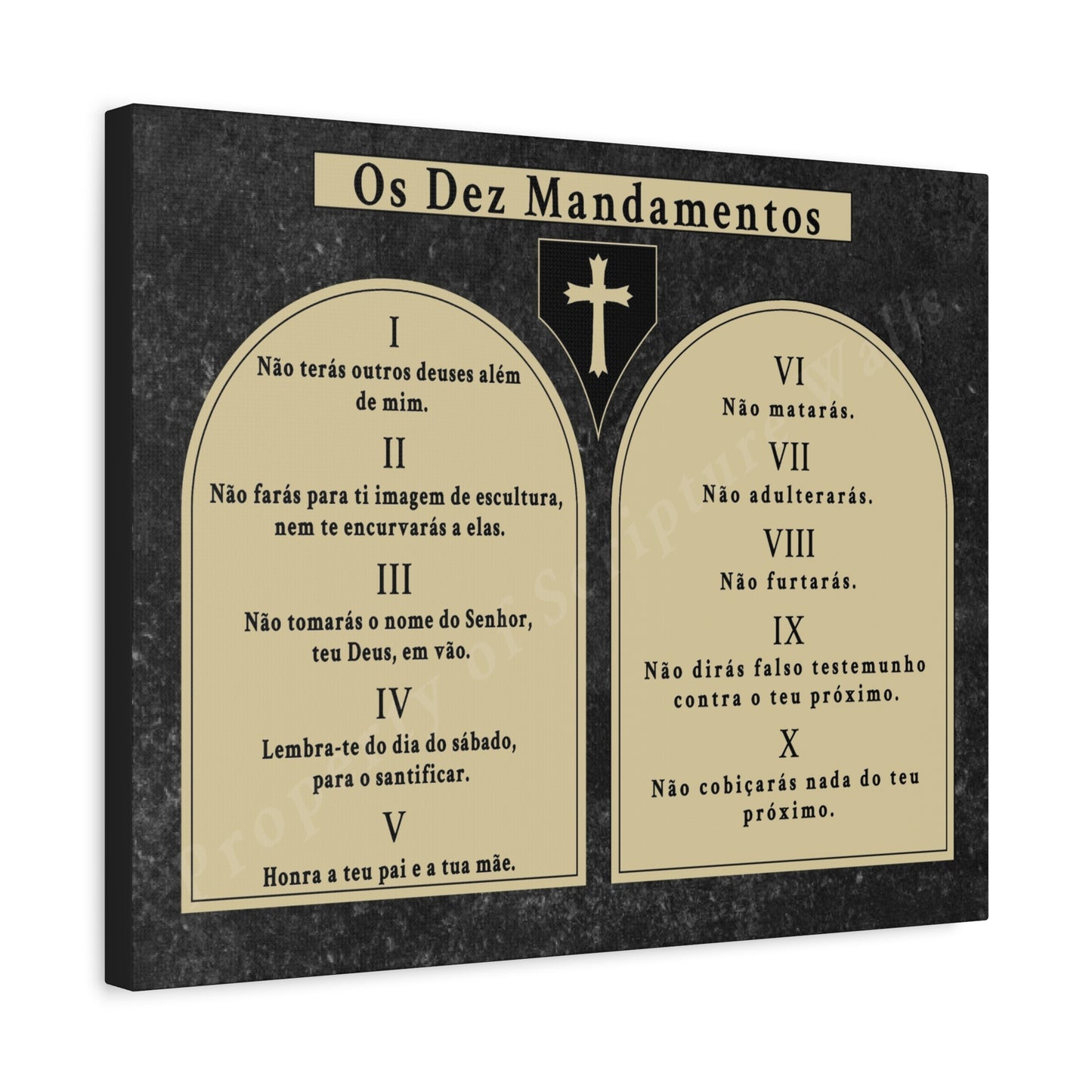Scripture Walls 10 Commandments Portuguese Tablets Bible Verse Canvas Christian Wall Art Ready to Hang Unframed