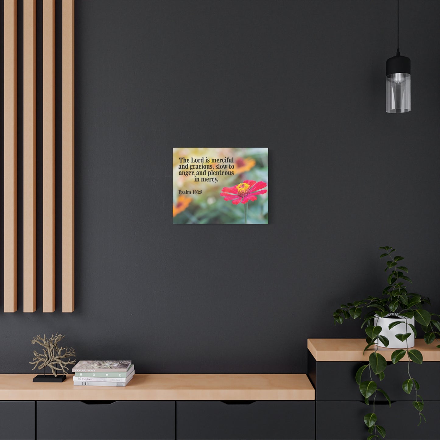 Scripture Canvas The Lord is Merciful and Gracious Psalm 103:8 Christian Wall Art Bible Verse Print Ready to Hang