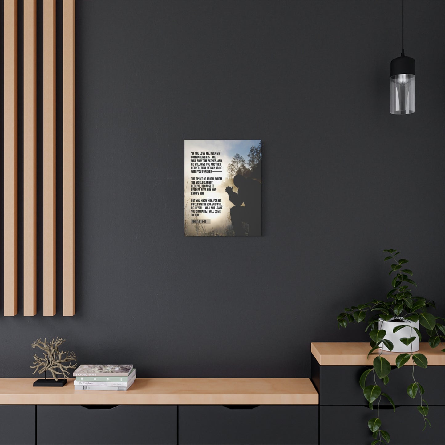 Scripture Canvas Keep my Commandments John 14:15‭-‬18 Christian Wall Art Bible Verse Print Ready to Hang