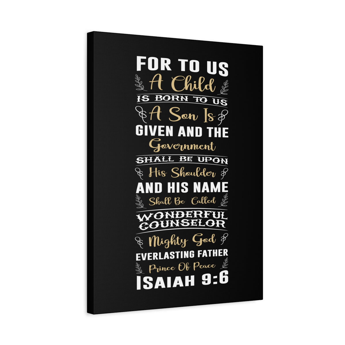 Scripture Canvas Wonderful Isaiah 9:6 Christian Wall Art Bible Verse Print Ready to Hang