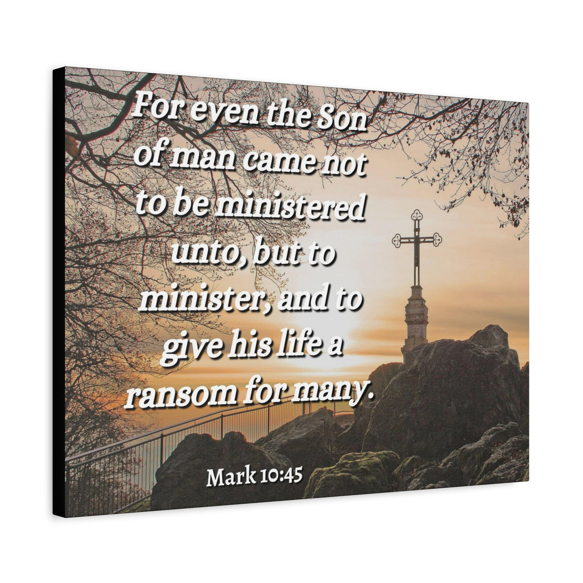 Scripture Canvas Son Of Man Mark 10:45 Christian Wall Art Bible Verse Print Ready to Hang