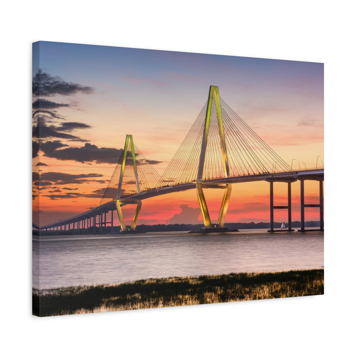 Jr Cooper River Bridge Charleston South Carolina Nature Wilderness Photography Canvas Wall Art for Home Decor Ready-to-Hang