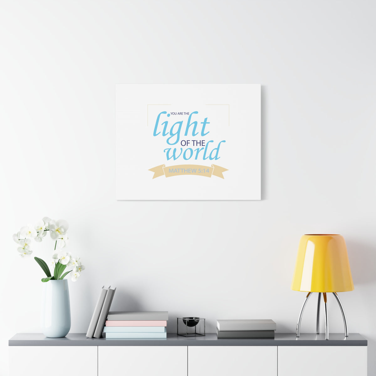 Scripture Canvas Light Of The World Matthew 5:14 Christian Wall Art Bible Verse Print Ready to Hang