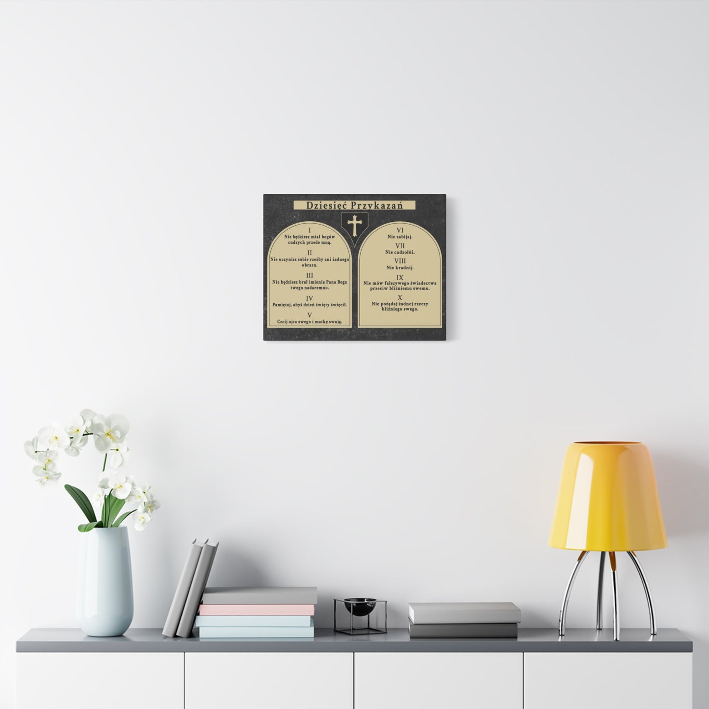 Scripture Walls Dziesięć Przykazań Ten Commandments Polish Bible Verse Canvas Christian Wall Art Ready to Hang Unframed