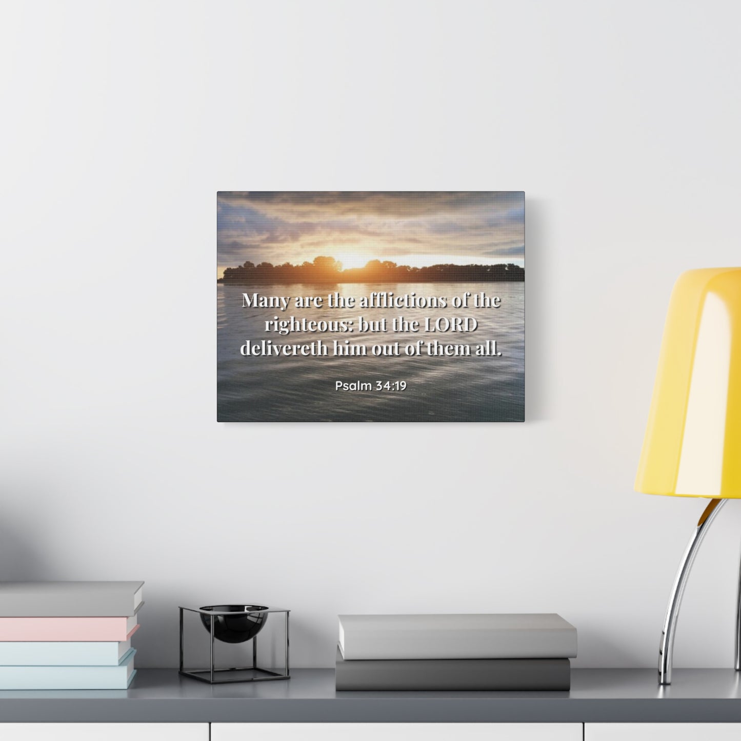 Scripture Canvas The Afflictions Psalm 34:19 Christian Wall Art Bible Verse Print Ready to Hang