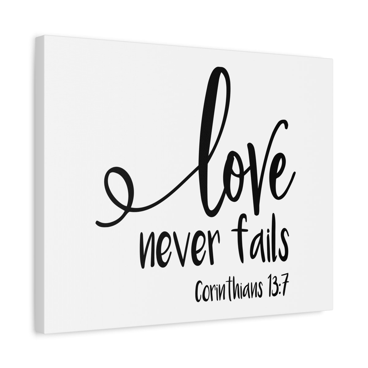 Scripture Canvas Love Never Fails Corinthians 13:7 Christian Wall Art Bible Verse Print Ready to Hang