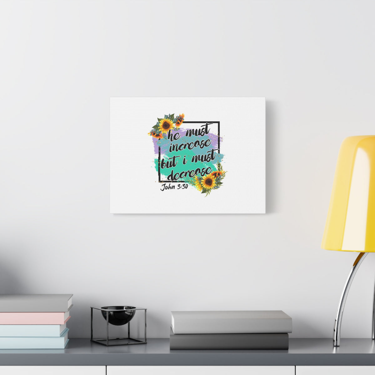 Scripture Canvas He Must Increase John 3:30 Christian Wall Art Bible Verse Print Ready to Hang