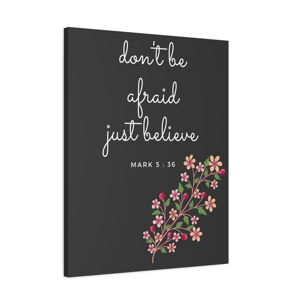 Scripture Canvas Just Believe Mark 5:36 Christian Wall Art Bible Verse Print Ready to Hang