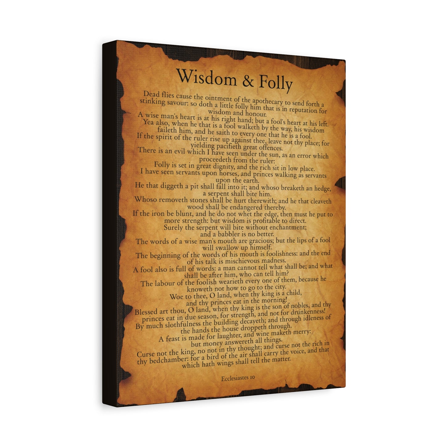 Scripture Walls Wisdom & Folly Ecclesiastes 10 Gold Brown Bible Verse Canvas Christian Wall Art Ready to Hang