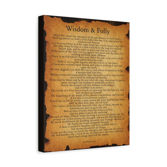 Scripture Walls Wisdom & Folly Ecclesiastes 10 Gold Brown Bible Verse Canvas Christian Wall Art Ready to Hang