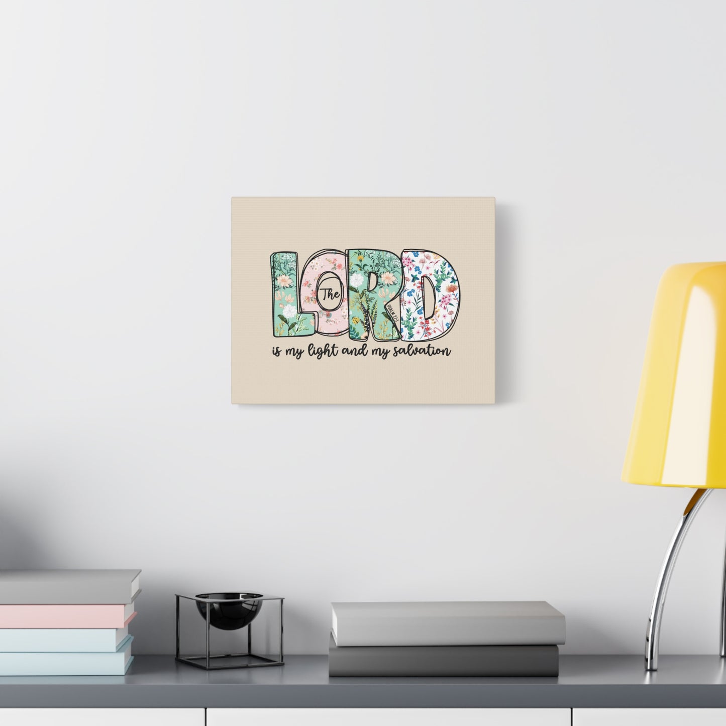 Scripture Walls Light And My Salvation Floral Psalm 27:1 Bible Verse Canvas Christian Wall Art Ready to Hang