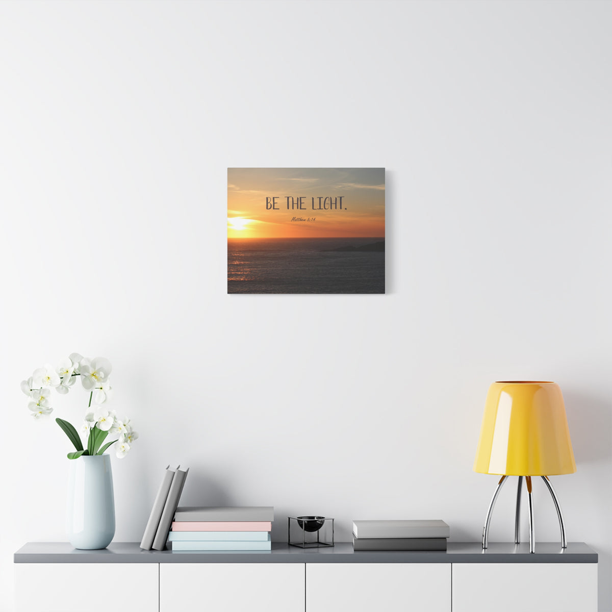 Scripture Canvas The Light Matthew 5:14 Christian Wall Art Bible Verse Print Ready to Hang