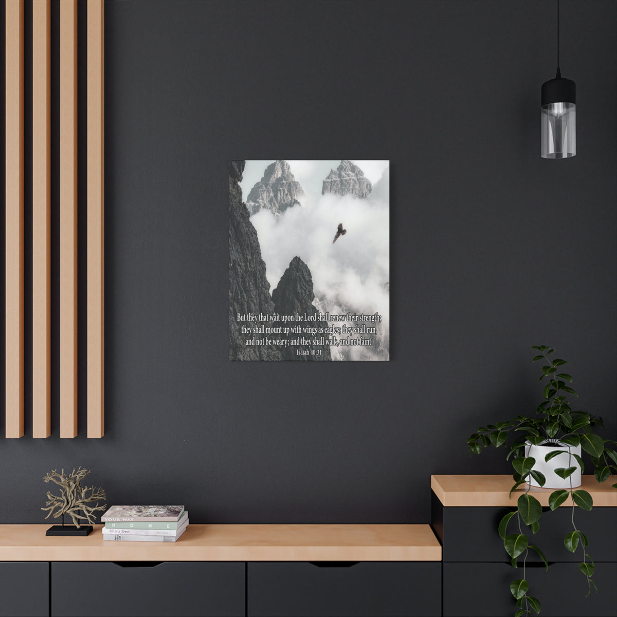 Scripture Canvas Wait Upon the Lord Isaiah 40:3 Christian Wall Art Bible Verse Print Ready to Hang