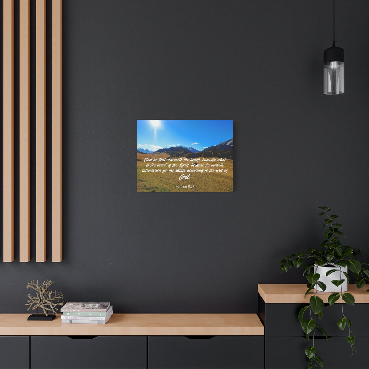Scripture Canvas The Will of God Romans 8:27 Christian Wall Art Bible Verse Print Ready to Hang