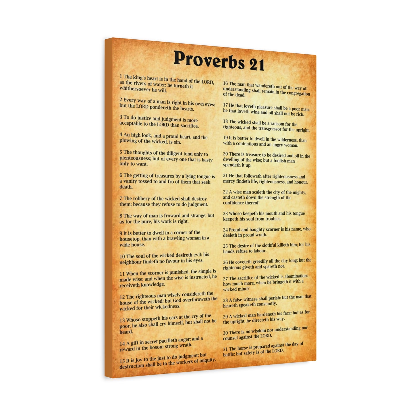 Scripture Walls Proverbs Chapter 21 Gold Bible Canvas Christian Wall Art Ready to Hang Unframed