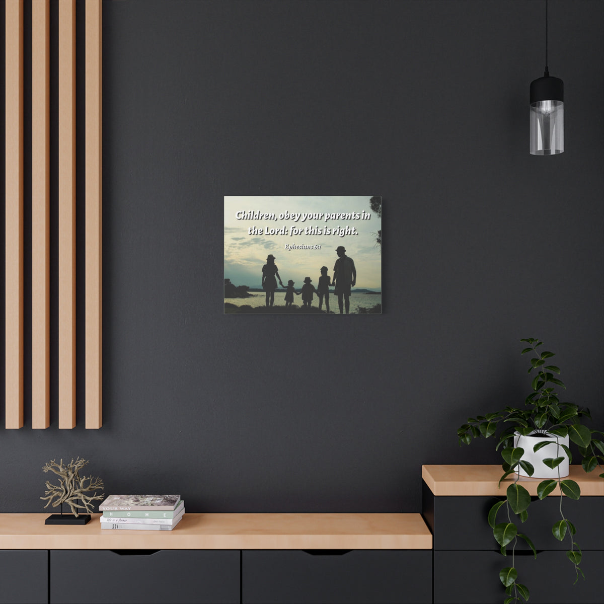 Scripture Canvas Obey Your Parents Ephesians 6:1 Christian Wall Art Bible Verse Print Ready to Hang