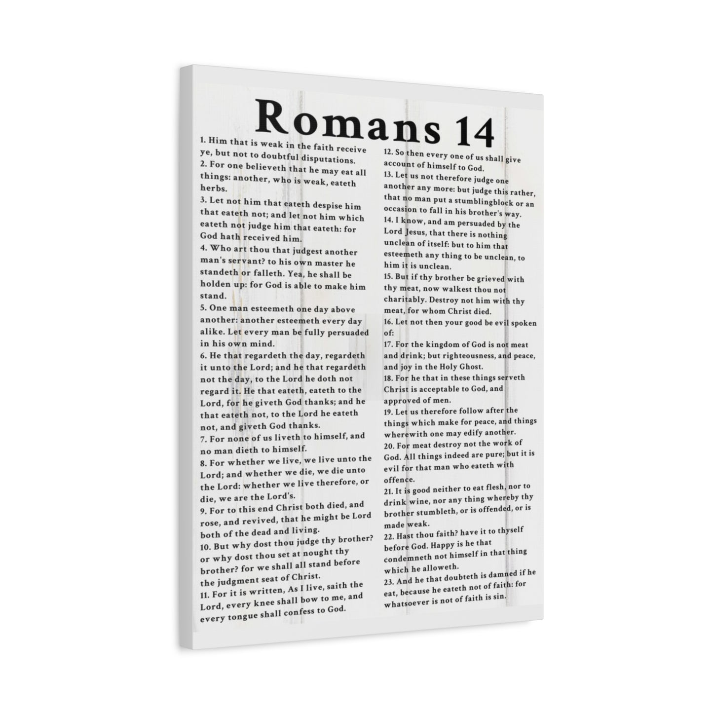 Scripture Walls Romans 14 White Bible Verse Canvas Christian Wall Art Ready to Hang Unframed