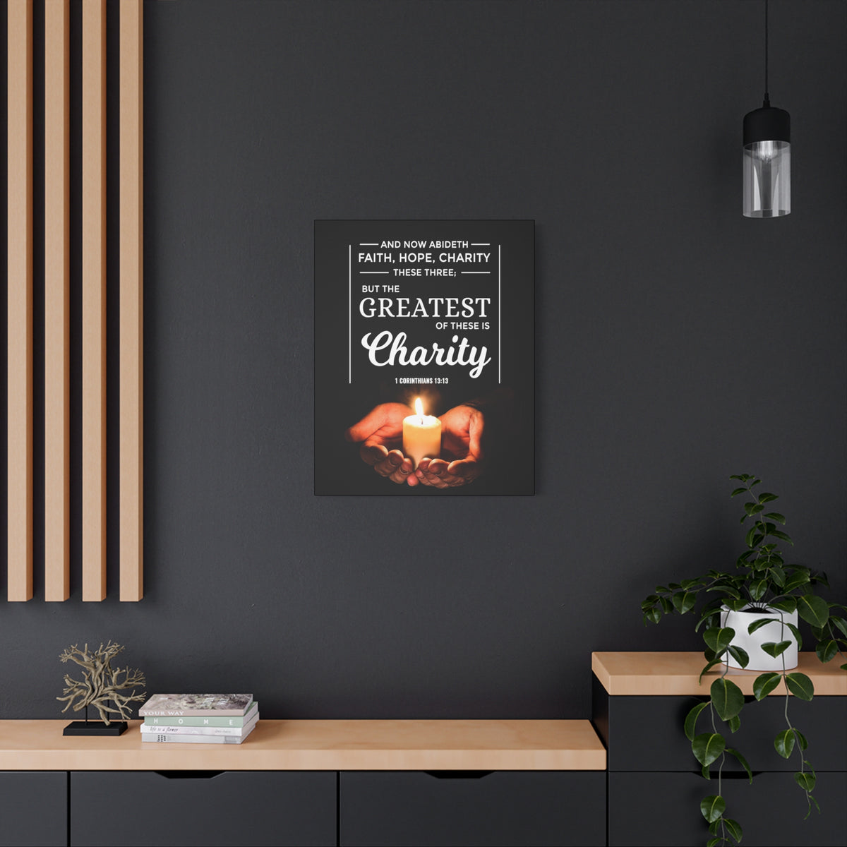 Scripture Canvas Charity 1 Corinthians 13:13 Christian Wall Art Bible Verse Print Ready to Hang