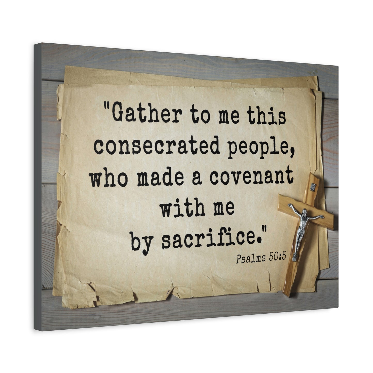 Scripture Walls By Sacrifice Psalm 50:5 Bible Verse Canvas Christian Wall Art Ready to Hang
