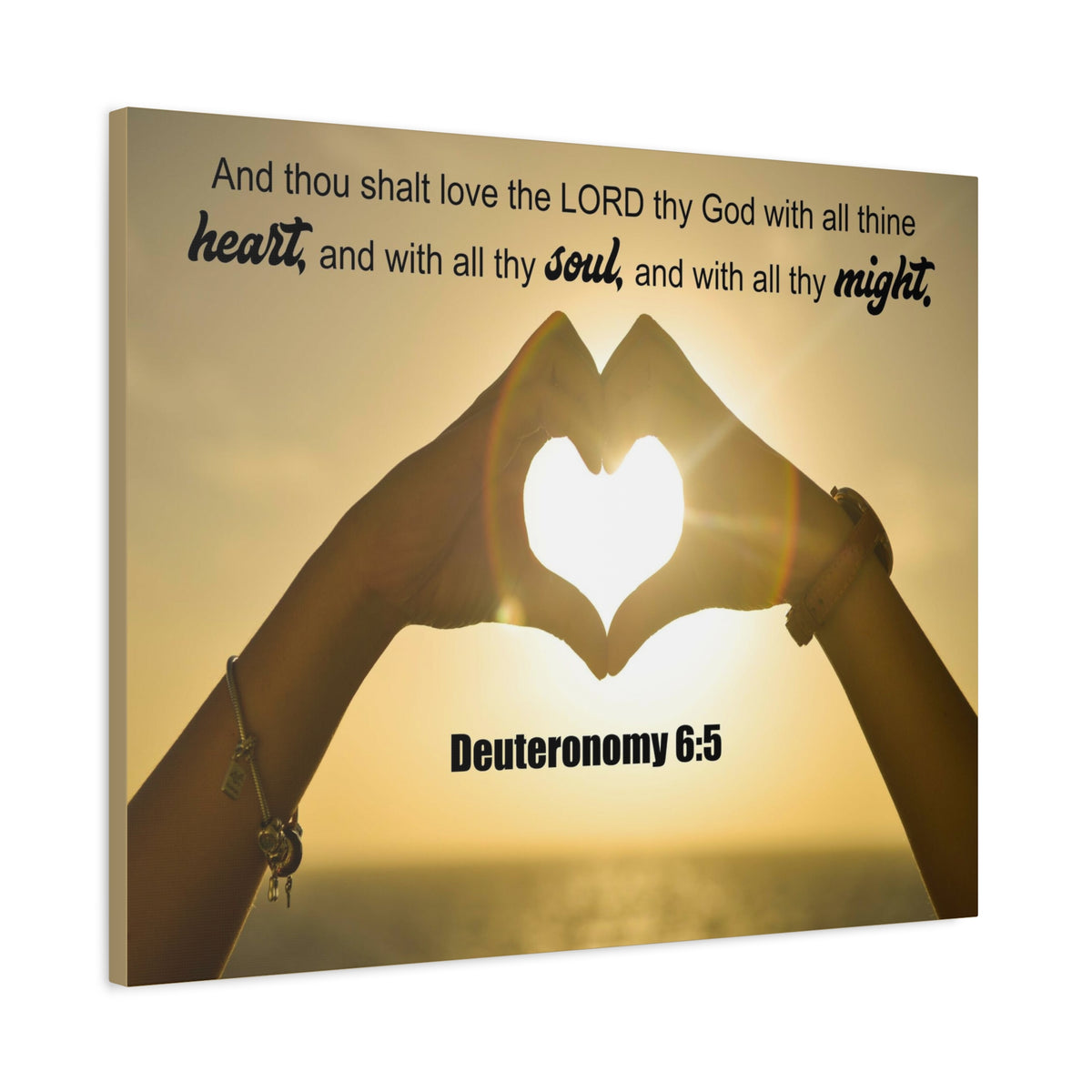 Scripture Canvas Love The Lord Deuteronomy 6:5 Christian Wall Art Bible Verse Print Ready to Hang