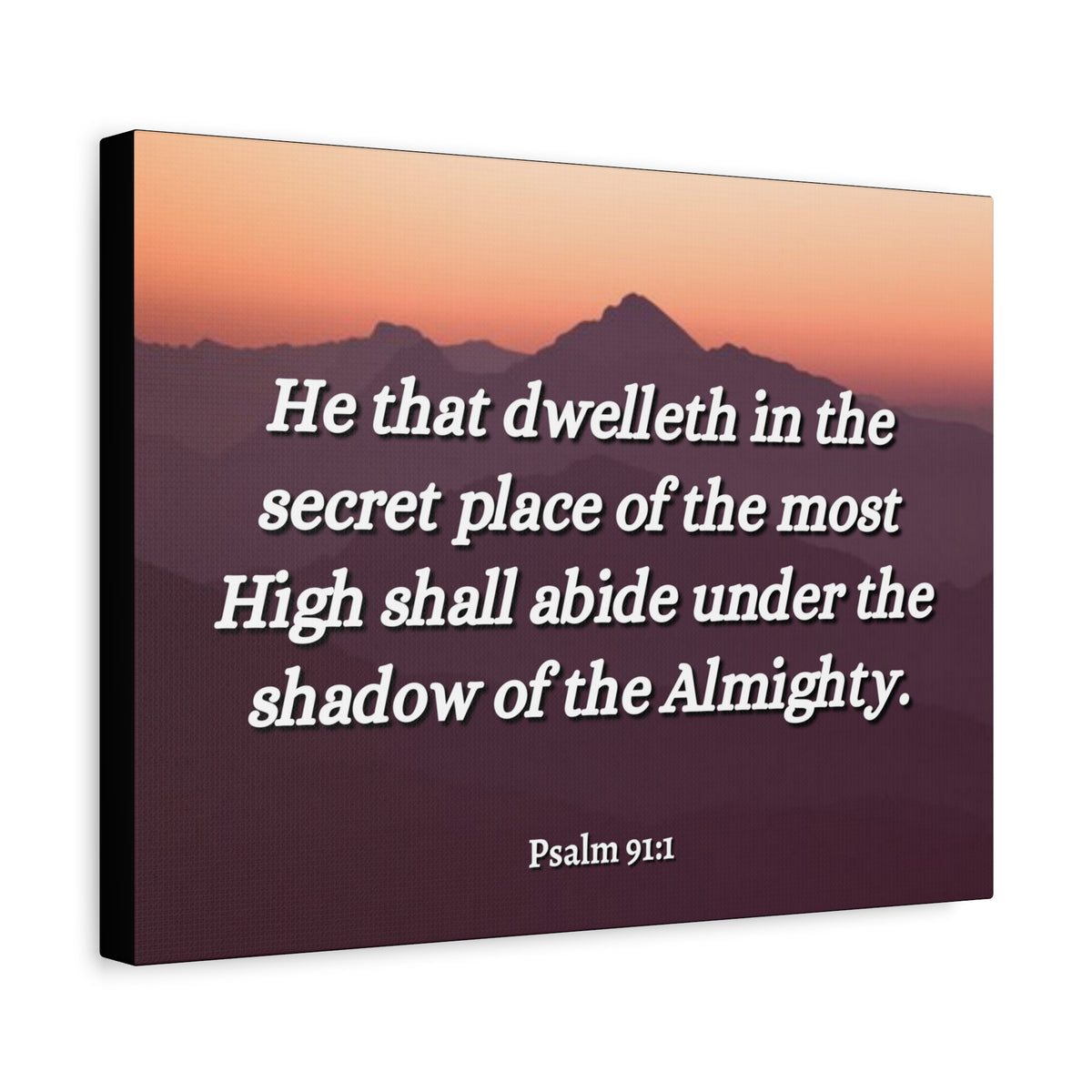 Scripture Canvas The Almighty Psalms 91:1 Christian Wall Art Bible Verse Print Ready to Hang