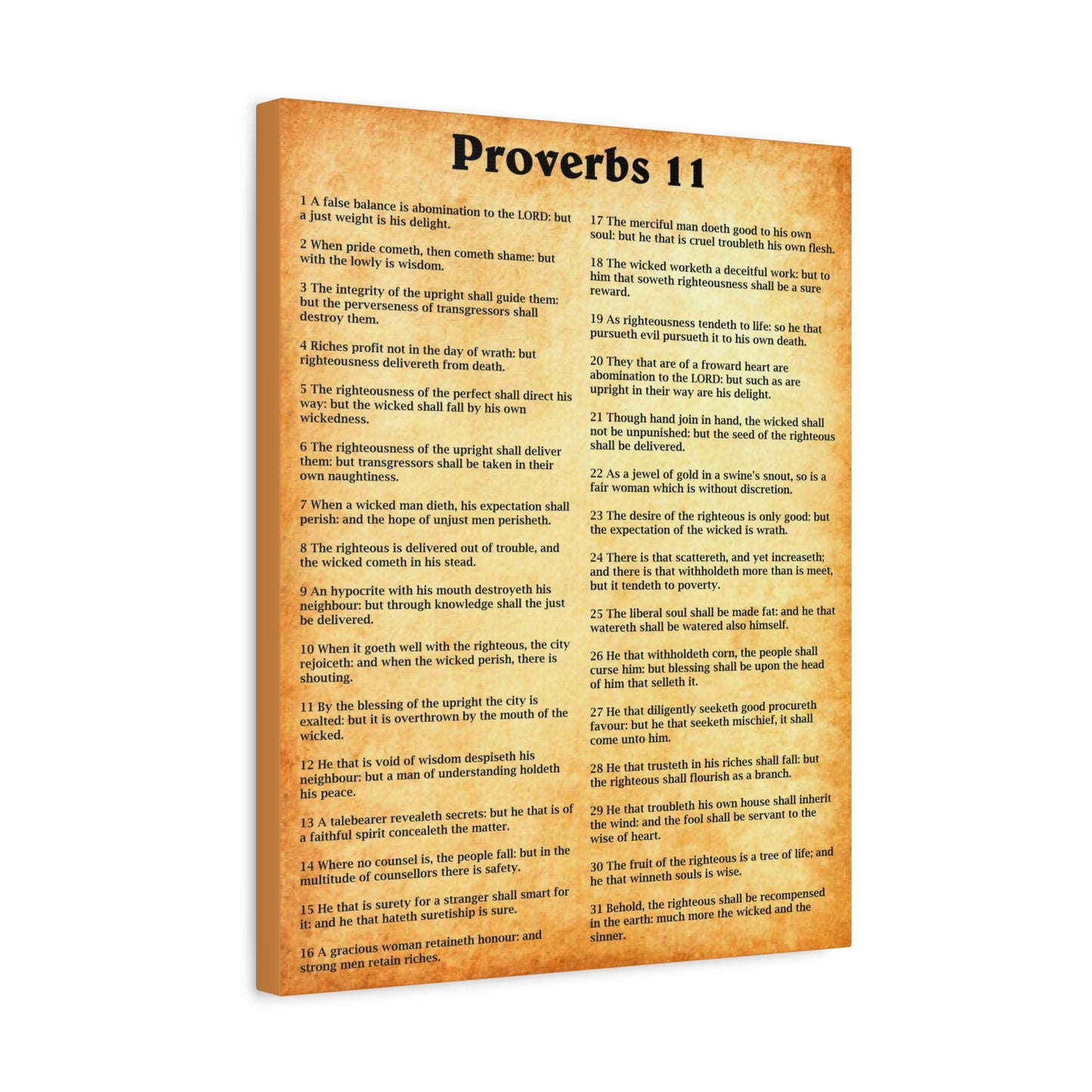 Scripture Walls Proverbs Chapter 11 Gold Bible Canvas Christian Wall Art Ready to Hang Unframed