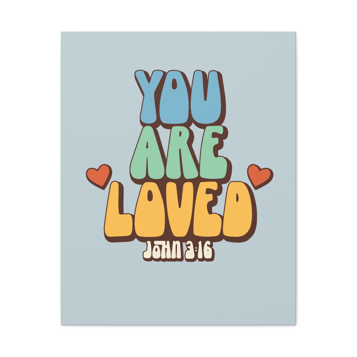 You Are Loved John 3:16 Light Blue Bible Verse Canvas Christian Wall Art Ready to Hang