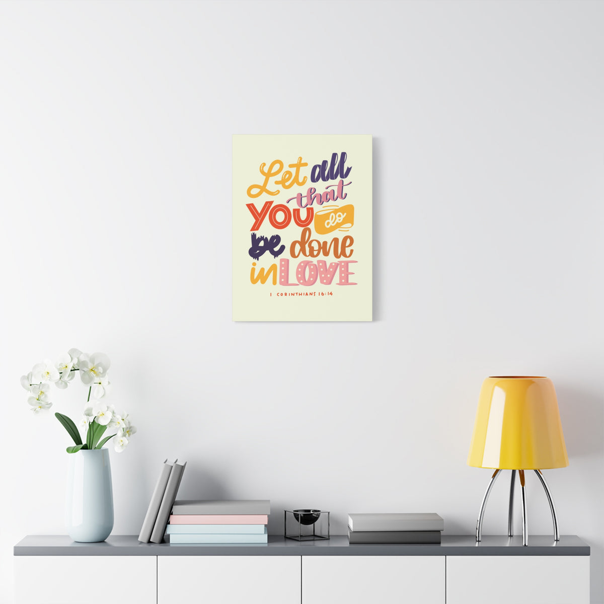Scripture Canvas Done In Love 1 Corinthians 16:14 Christian Wall Art Bible Verse Print Ready to Hang