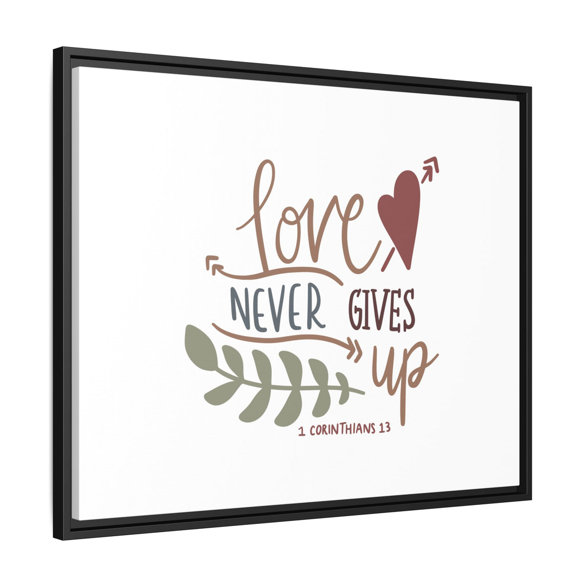 Scripture Canvas Love Never Gives Up 1 Corinthians 13 Christian Wall Art Bible Verse Print Ready to Hang