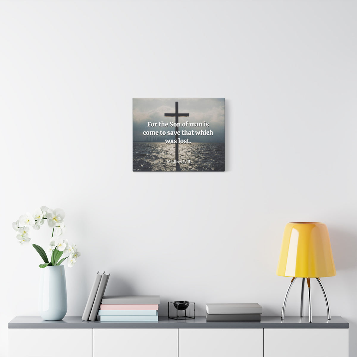 Scripture Canvas Christ Saves Matthew 18:11 Christian Wall Art Bible Verse Print Ready to Hang