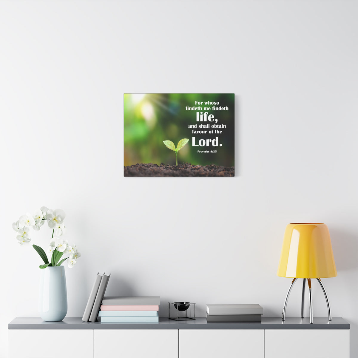 Scripture Canvas Favour of The Lord Proverbs 8:35 Christian Wall Art Bible Verse Print Ready to Hang
