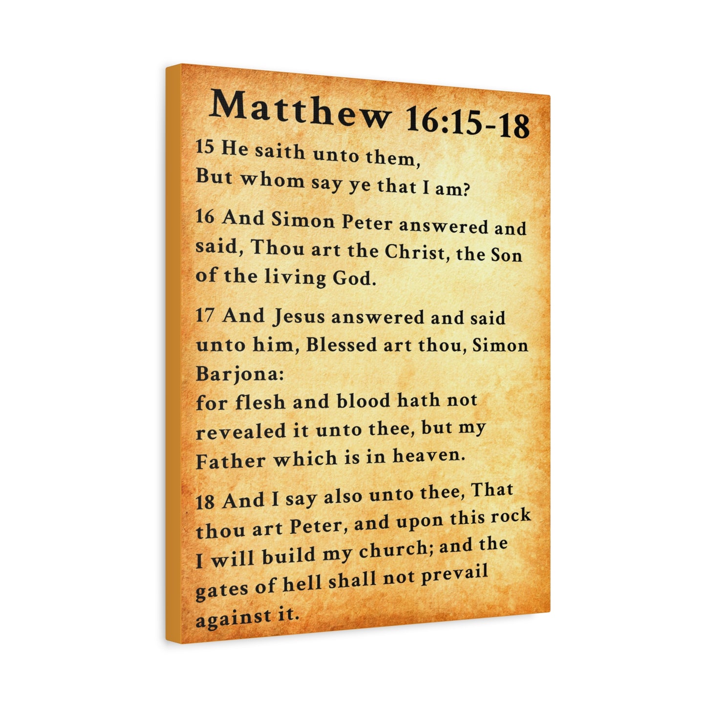 Scripture Walls Matthew 16:15-18 KJV Bible Verse Canvas Christian Wall Art Ready to Hang Unframed