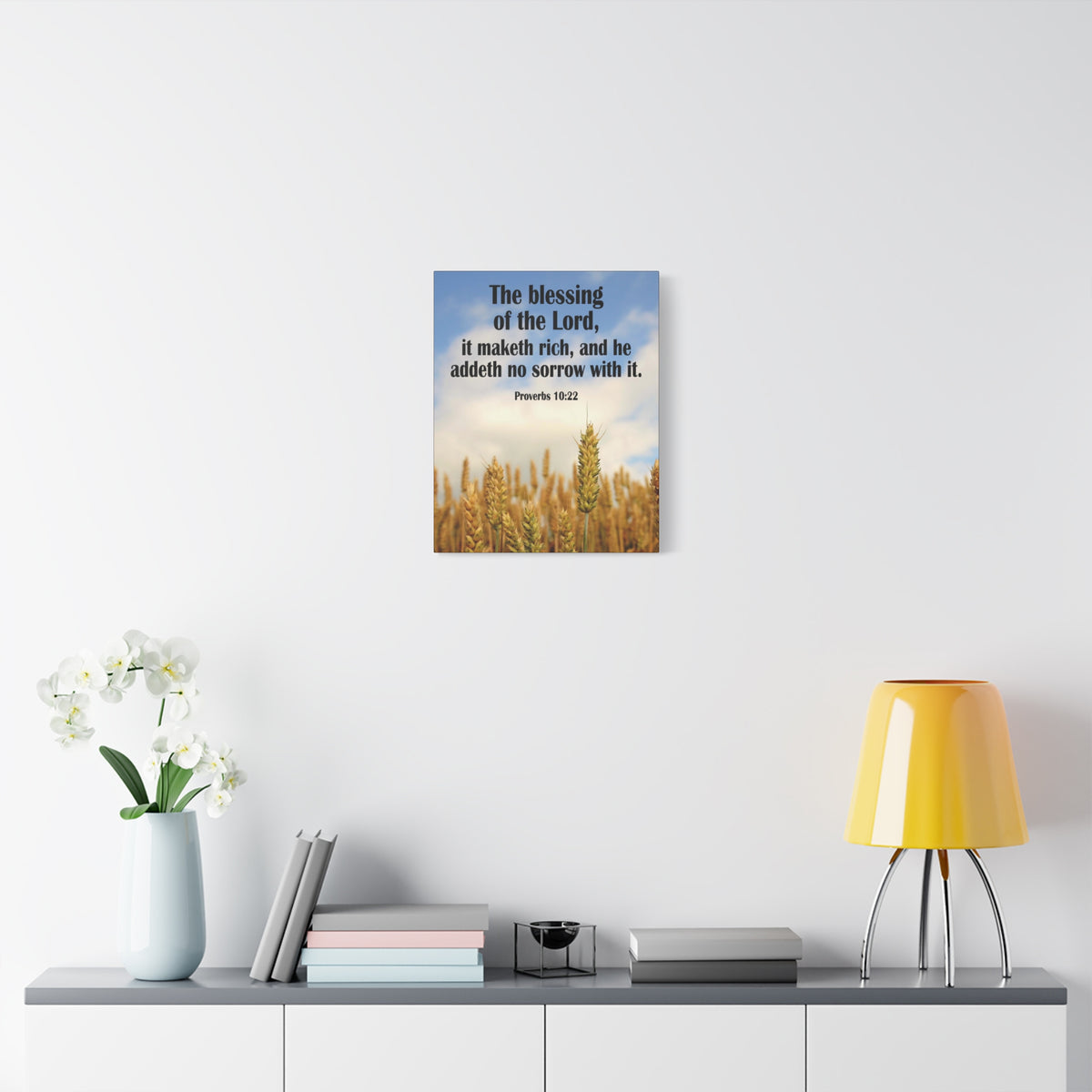 Scripture Canvas The Blessing of The Lord Proverbs 10:22 Christian Wall Art Bible Verse Print Ready to Hang